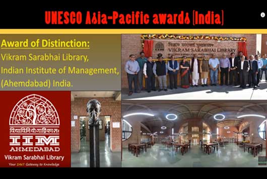 UNESCO Asia -Pacific awards (India), Vikram Sarabhai Library IIMA - October 2019